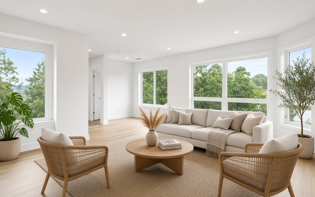 living room, virtually staged