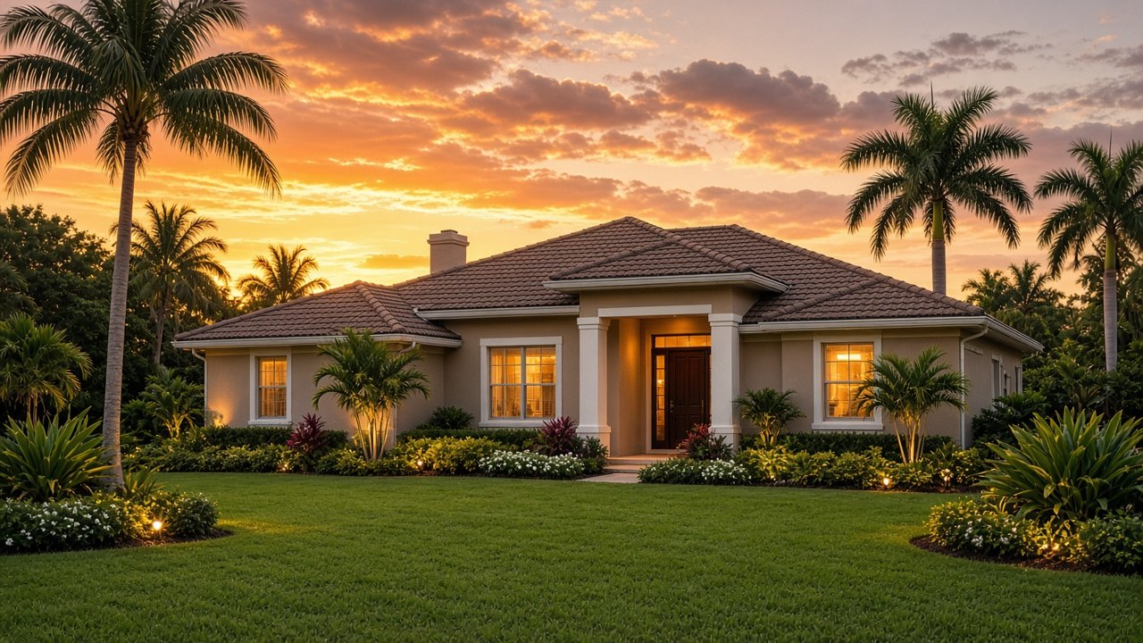 single family home at golden hour as a video thumbnail